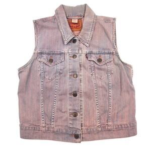 Levis Denim Vest Womens Medium Pink Wash Denim Trucker Pockets